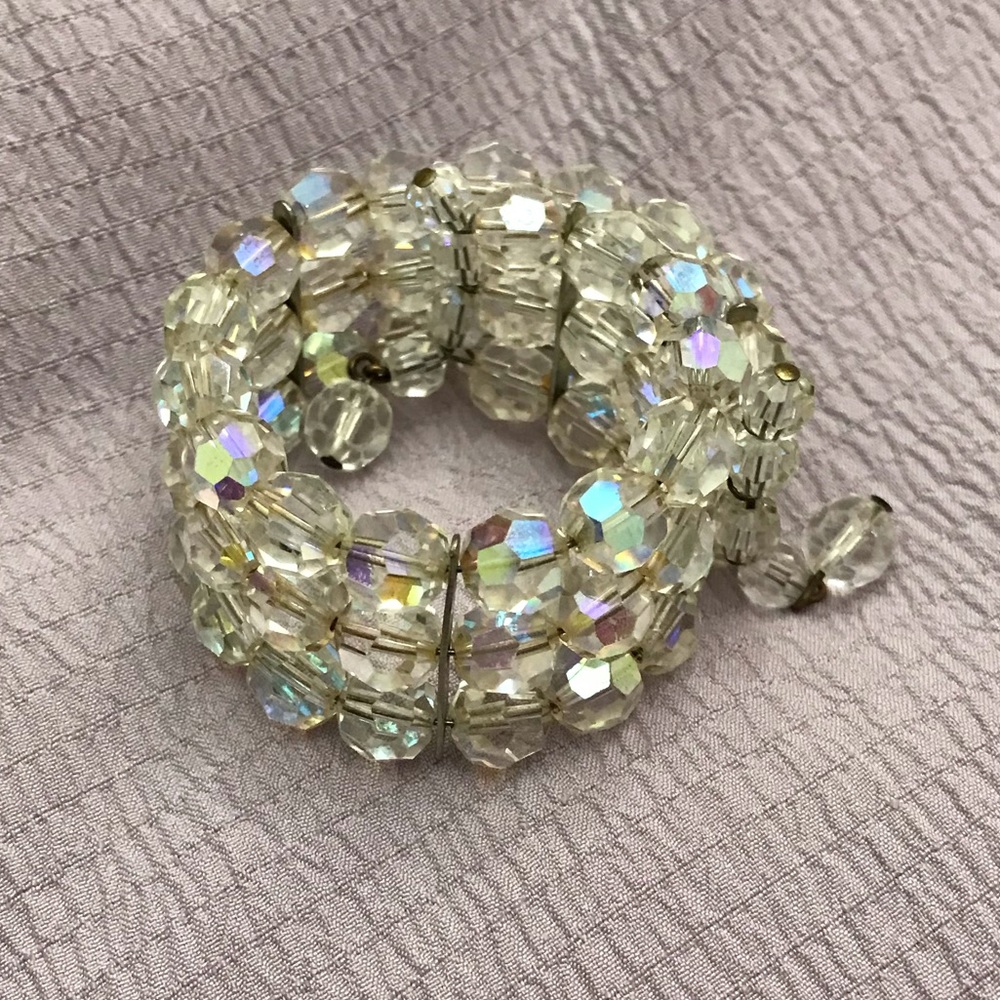 Vintage Memory Wire Crystal Bracelet